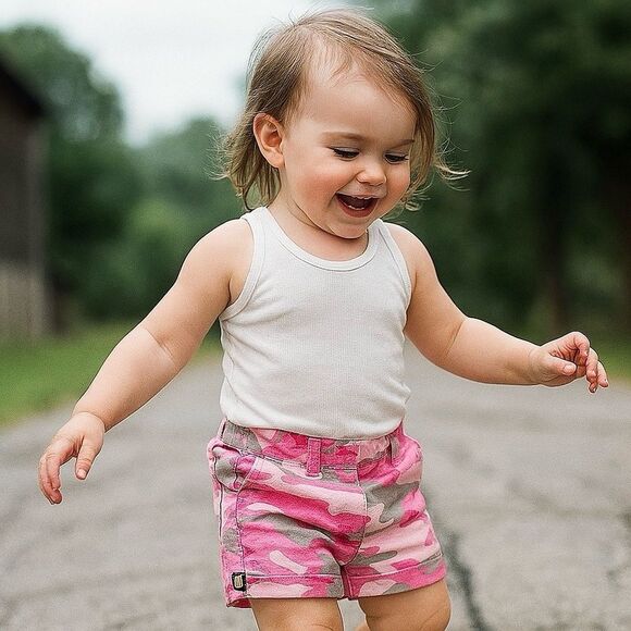 John Deere Pink Camouflage Shorts Size 24M - Picture 1 of 6